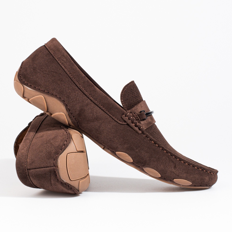 Mocassini Shelovet da uomo in camoscio marrone 1