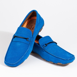 Mocassini da uomo in camoscio blu di Shelovet 1