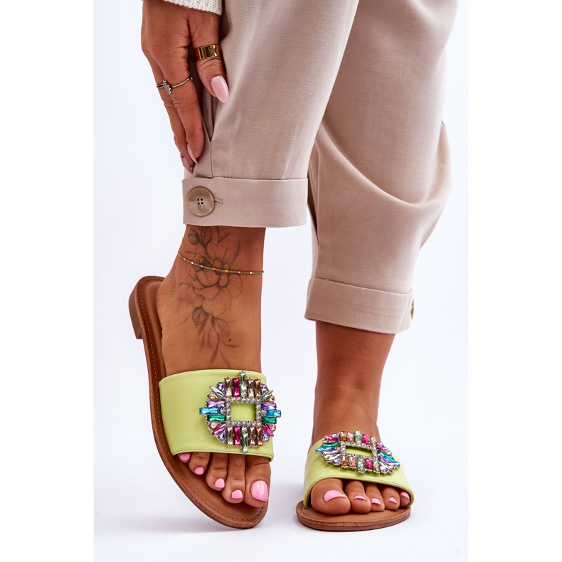 Pantofole Alla Moda Da Donna Con Decorazione Halsey Verde 1