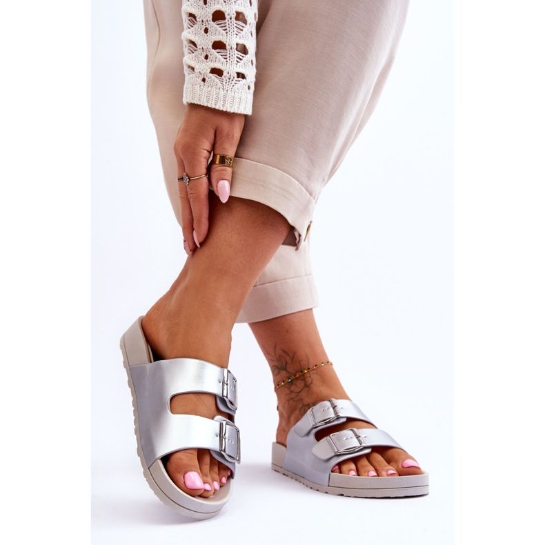 Ciabatte con plateau da donna Silver Vertigo d'argento 2