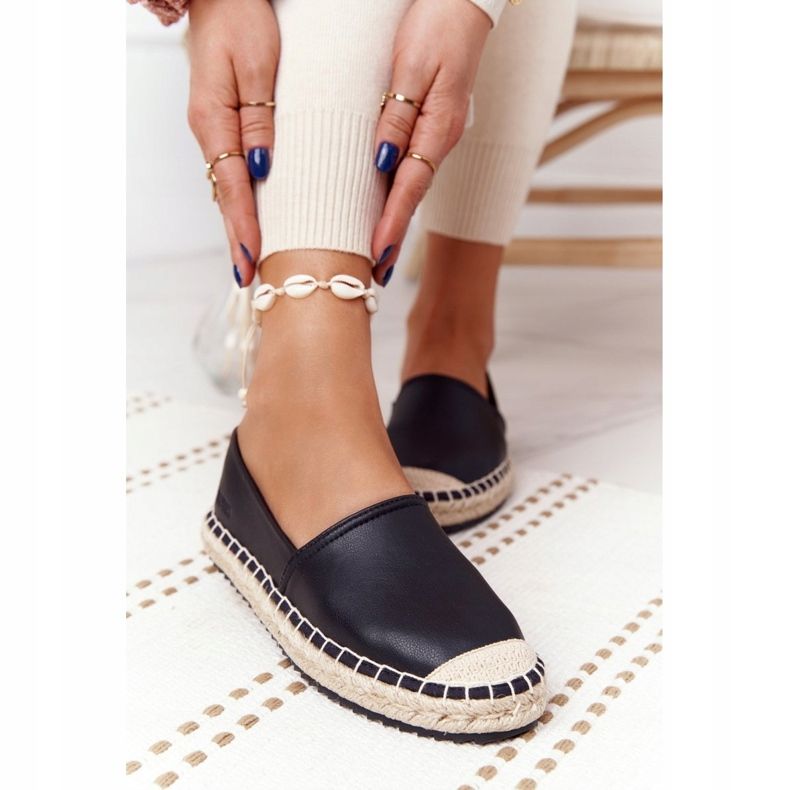 Espadrillas in pelle su suola intrecciata Big Star HH274505 Nero 1