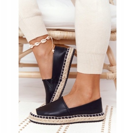 Espadrillas in pelle su suola intrecciata Big Star HH274505 Nero 4