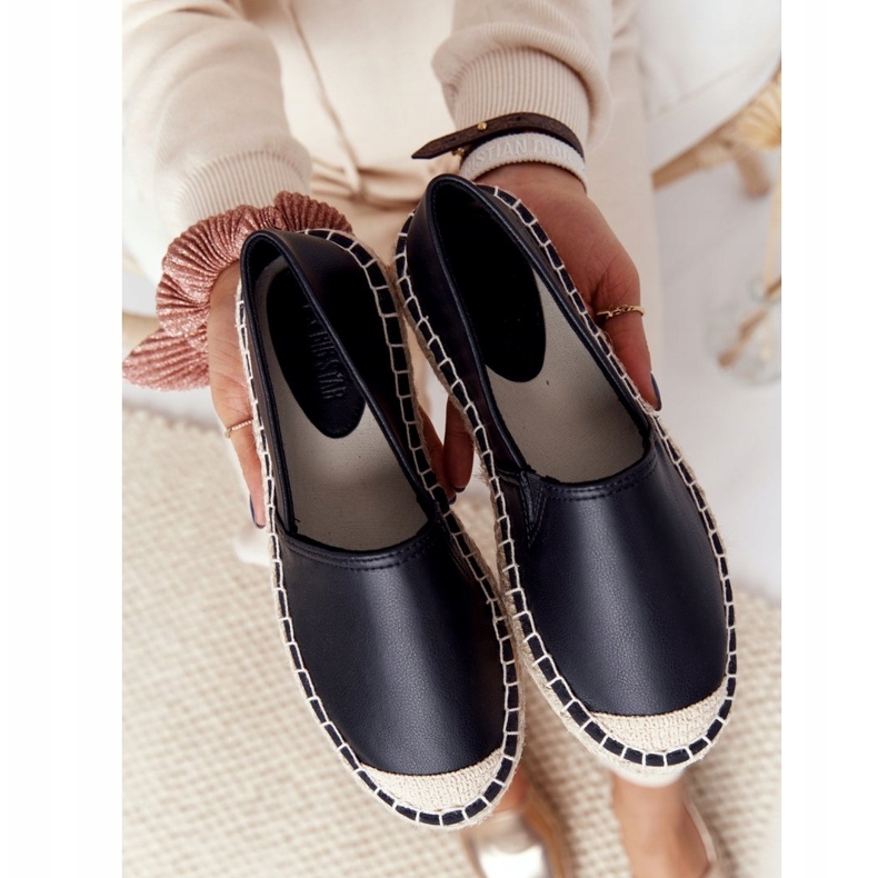 Espadrillas in pelle su suola intrecciata Big Star HH274505 Nero 5