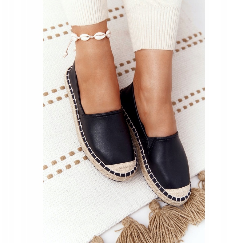 Espadrillas in pelle su suola intrecciata Big Star HH274505 Nero 6