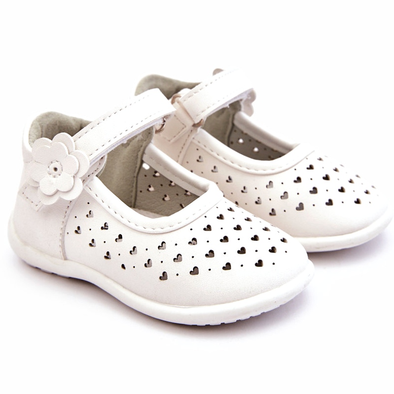 PA1 Ballerine alte traforate per bambini con velcro White Jianna bianco 1