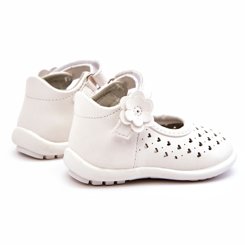 PA1 Ballerine alte traforate per bambini con velcro White Jianna bianco 2