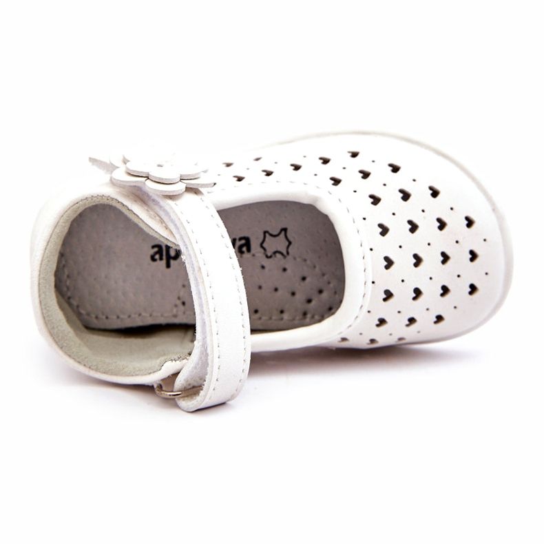 PA1 Ballerine alte traforate per bambini con velcro White Jianna bianco 3