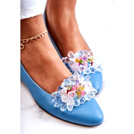 Alberto Violli Ballerine in pelle femminile con blu decorazione 6