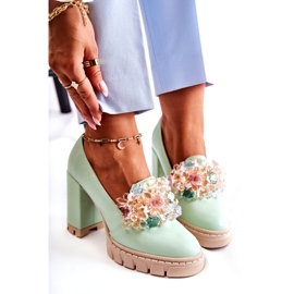 Inna Pompe da donna con un ornamento verde liscio 4