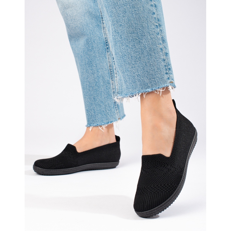 Shelovet sneakers slip-on da donna in tessuto di colore nero 1