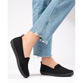 Shelovet sneakers slip-on da donna in tessuto di colore nero 2