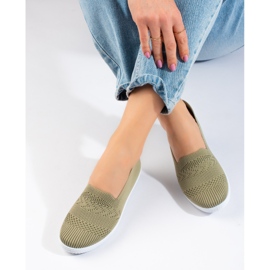 Sneaker slip-on da donna in tessuto Shelovet verde 2