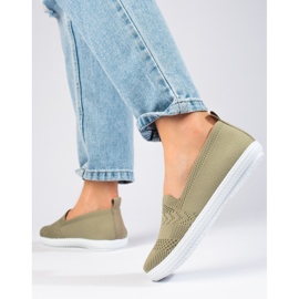 Sneaker slip-on da donna in tessuto Shelovet verde 1