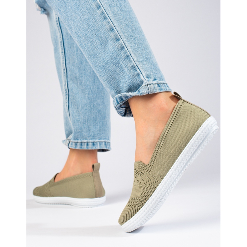 Sneaker slip-on da donna in tessuto Shelovet verde 1