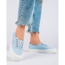 Sneaker senza lacci con plateau di colore blu di Shelovet 2