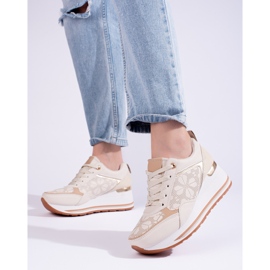 Sneakers con zeppa Shelovet beige da donna 1