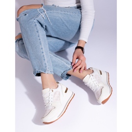 Sneakers da donna Shelovet color crema con zeppa beige 1