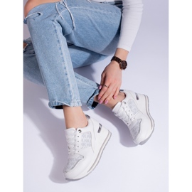 Sneakers con zeppa da donna Shelovet bianche bianco 1