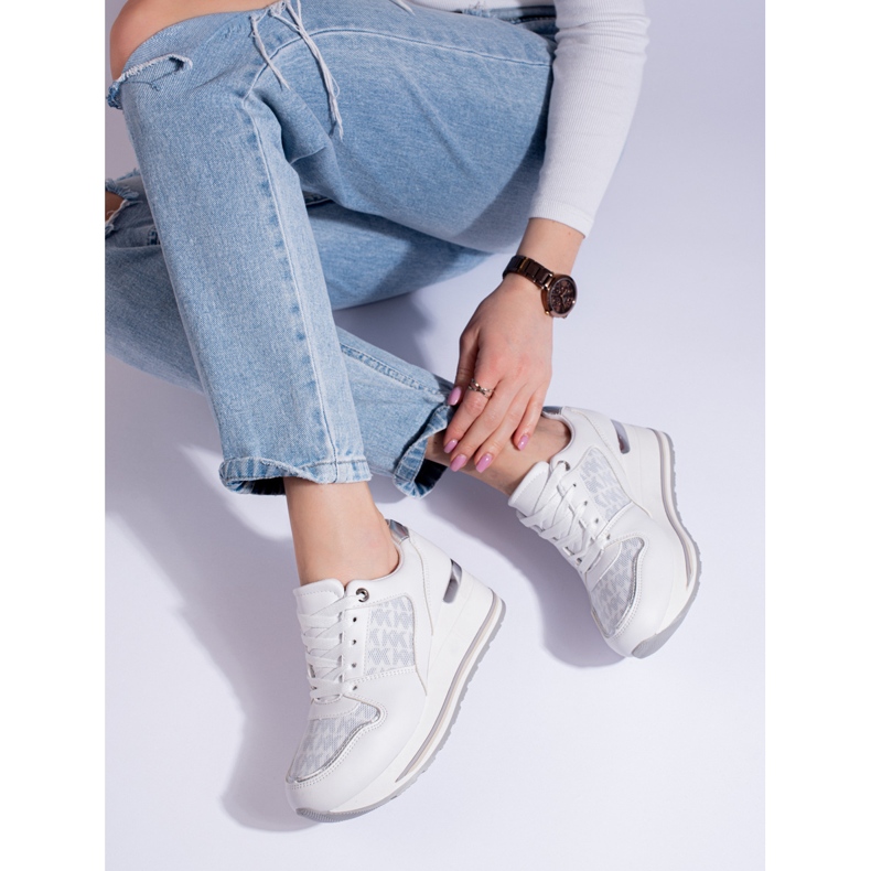 Sneakers con zeppa da donna Shelovet bianche bianca 1