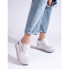 Sneakers con zeppa da donna Shelovet bianche bianco 2