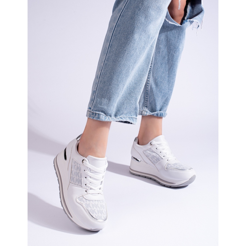 Sneakers con zeppa da donna Shelovet bianche bianco 2