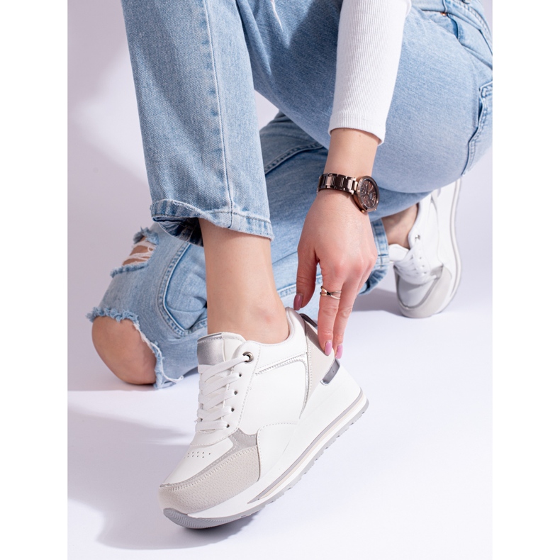 Sneakers con zeppa bianca Shelovet bianco 2