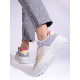 Sneakers multicolore su spessa piattaforma Shelovet beige 1
