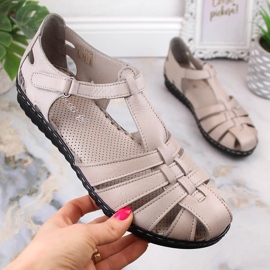 Sandali bassi da donna in pelle T.Sokolski A88 beige 1