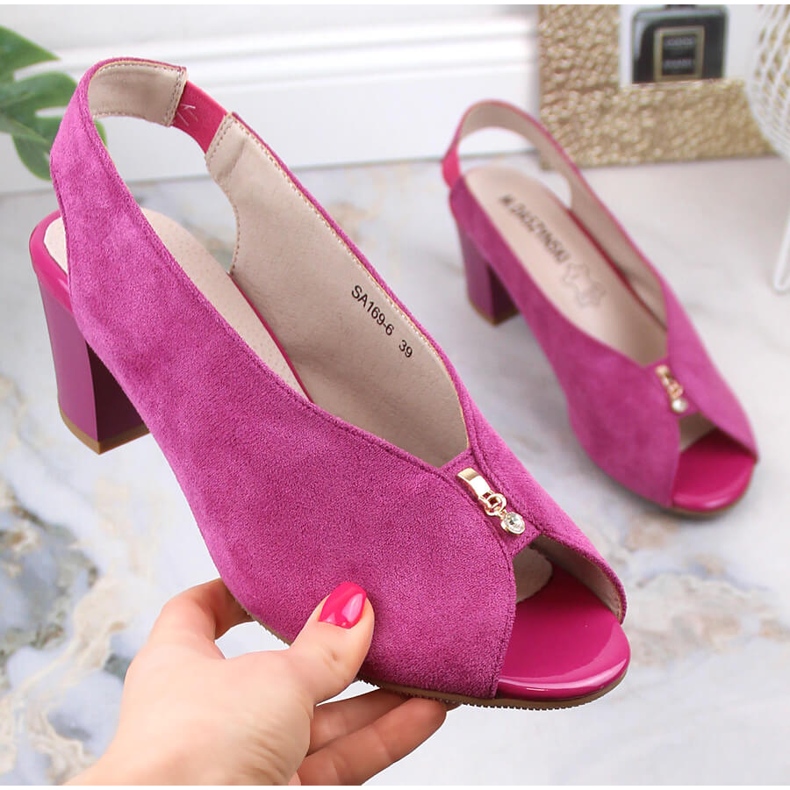 M. DASZYŃSKI Sandali slip-on in camoscio fucsia M.Daszyński SA169-6 rosa 1