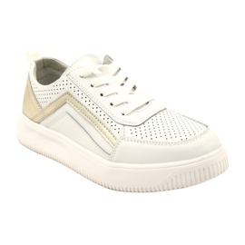 Sneakers in pelle con lacci bianchi e oro Evento 23PB08-5389 bianca 1
