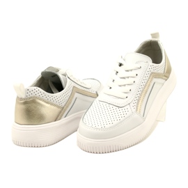 Sneakers in pelle con lacci bianchi e oro Evento 23PB08-5389 bianco 4