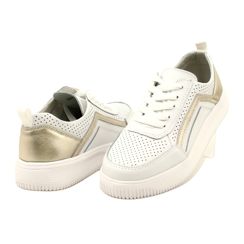 Sneakers in pelle con lacci bianchi e oro Evento 23PB08-5389 bianca 4
