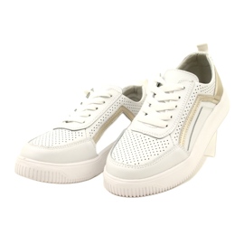 Sneakers in pelle con lacci bianchi e oro Evento 23PB08-5389 bianca 3
