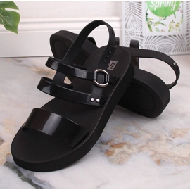 Comodi sandali da donna sulla fragrante piattaforma nera Zaxy LL285008 nero 4