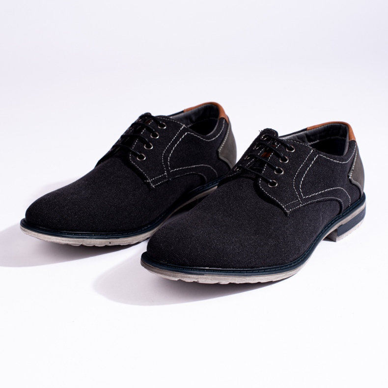 Scarpe in tessuto da uomo Shelovet blu navy nero 2