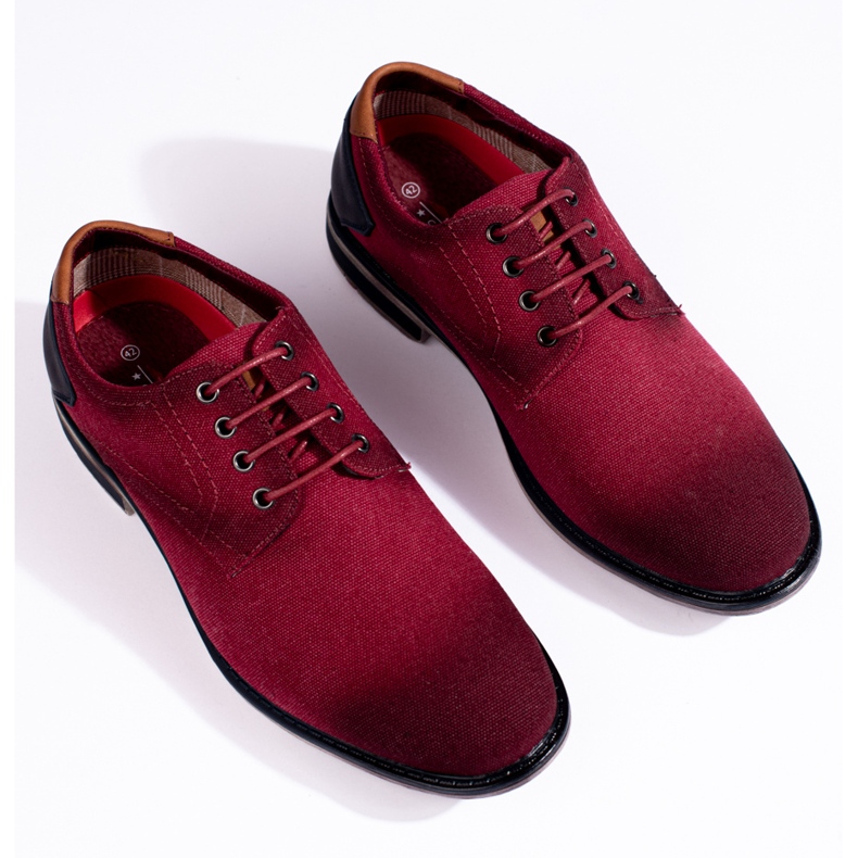 Scarpe da uomo in tessuto bordeaux Shelovet rosso 2