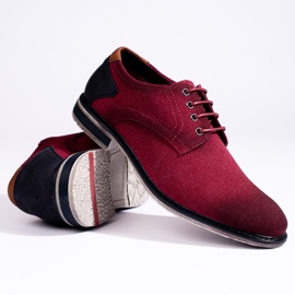 Scarpe da uomo in tessuto bordeaux Shelovet rosso 1