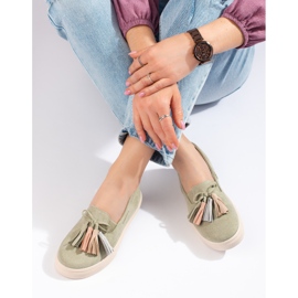 Slip On con frange in camoscio verde Shelovet 1
