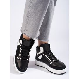 Sneakers alte bianche e nere di Shelovet nero 1