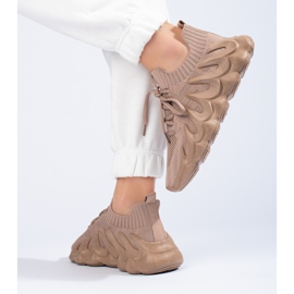 Sneakers da donna Shelovet in tessuto marrone 2