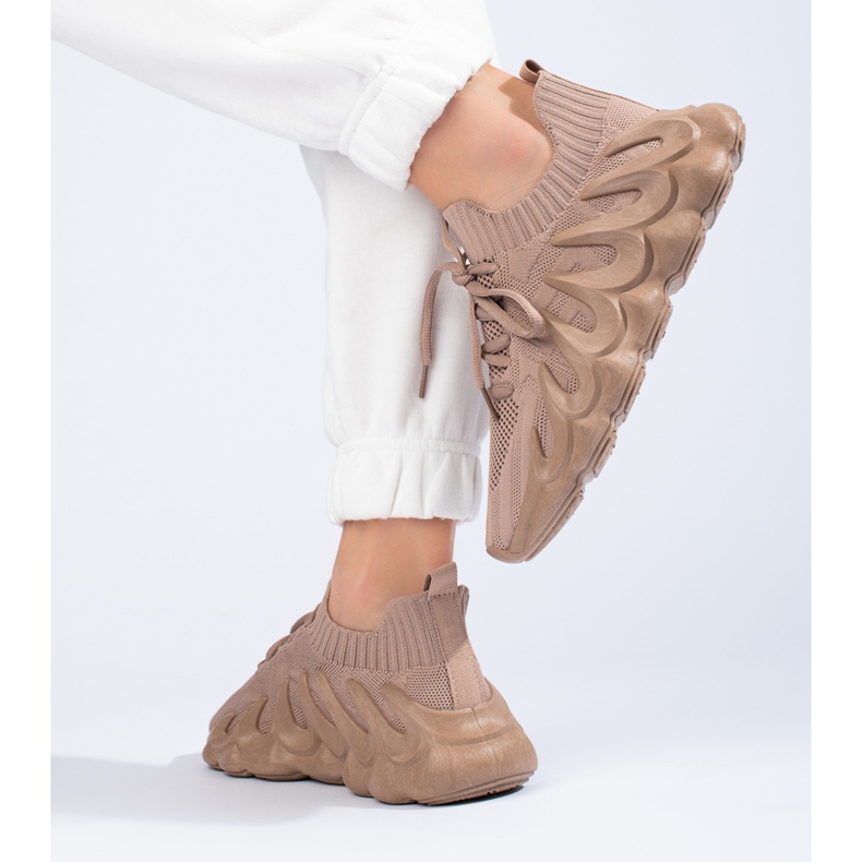 Sneakers da donna Shelovet in tessuto marrone 2
