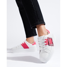Sneakers bianche da donna con inserto rosa Shelovet bianca 1