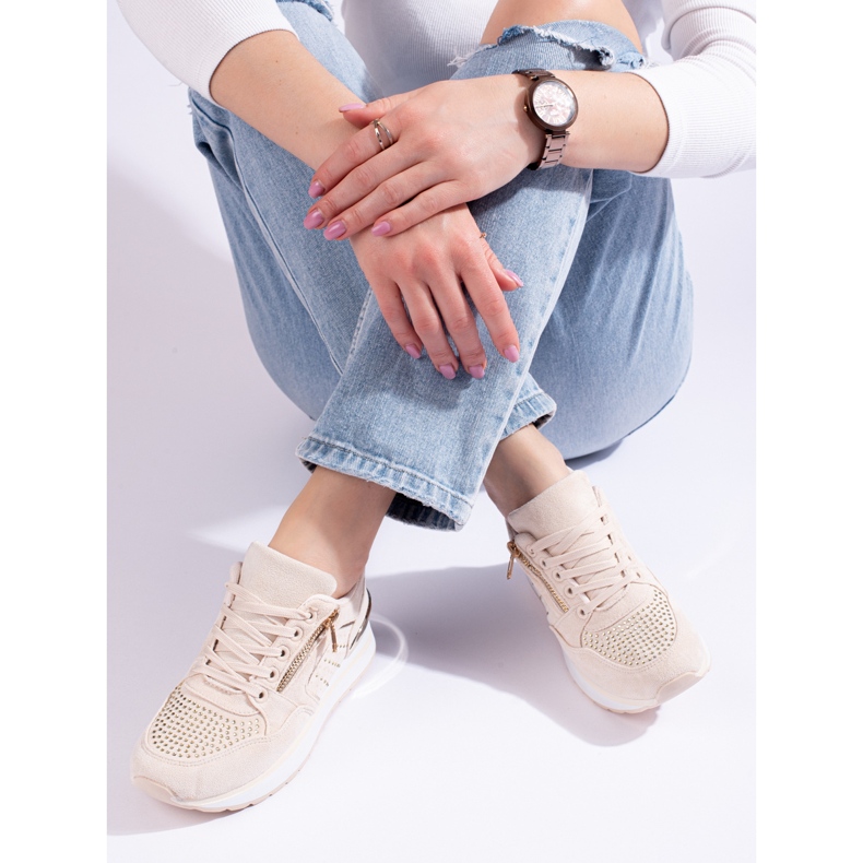 Sneakers con zeppa da donna beige Shelovet 1