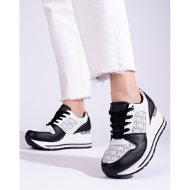 Sneakers con zeppa da donna Shelovet bianche e nere nero 1