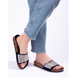 Infradito Shelovet in sughero blu navy con zirconi 2