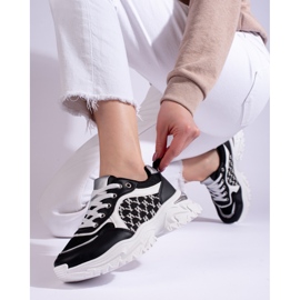 Sneakers da donna su suola spessa Shelovet in bianco e nero 2