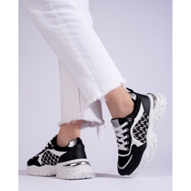 Sneakers da donna su suola spessa Shelovet in bianco e nero 1