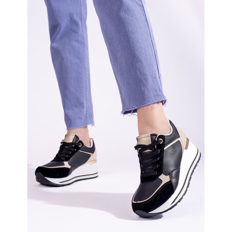 Sneakers nere con zeppa di Shelovet nero 2
