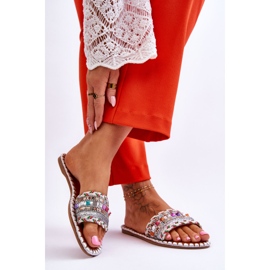 Sandali Decorati Donna Bianco Bellisa argento 2