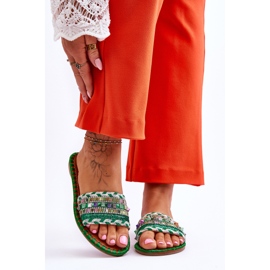 Pantofole Bellisa verdi decorate da donna verde 1